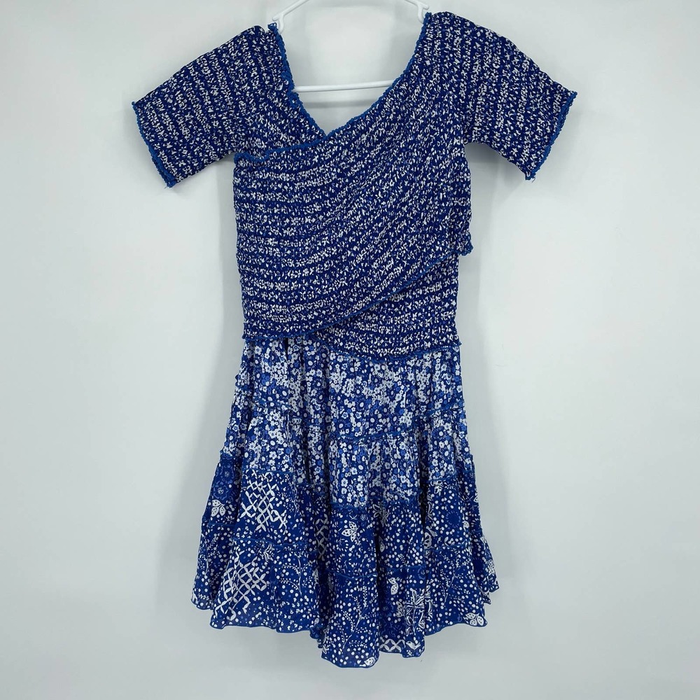 NWT Poupette St Barth Soledad Mini Dress Smocking Blue Antibes Size Medium - Picture 2 of 8